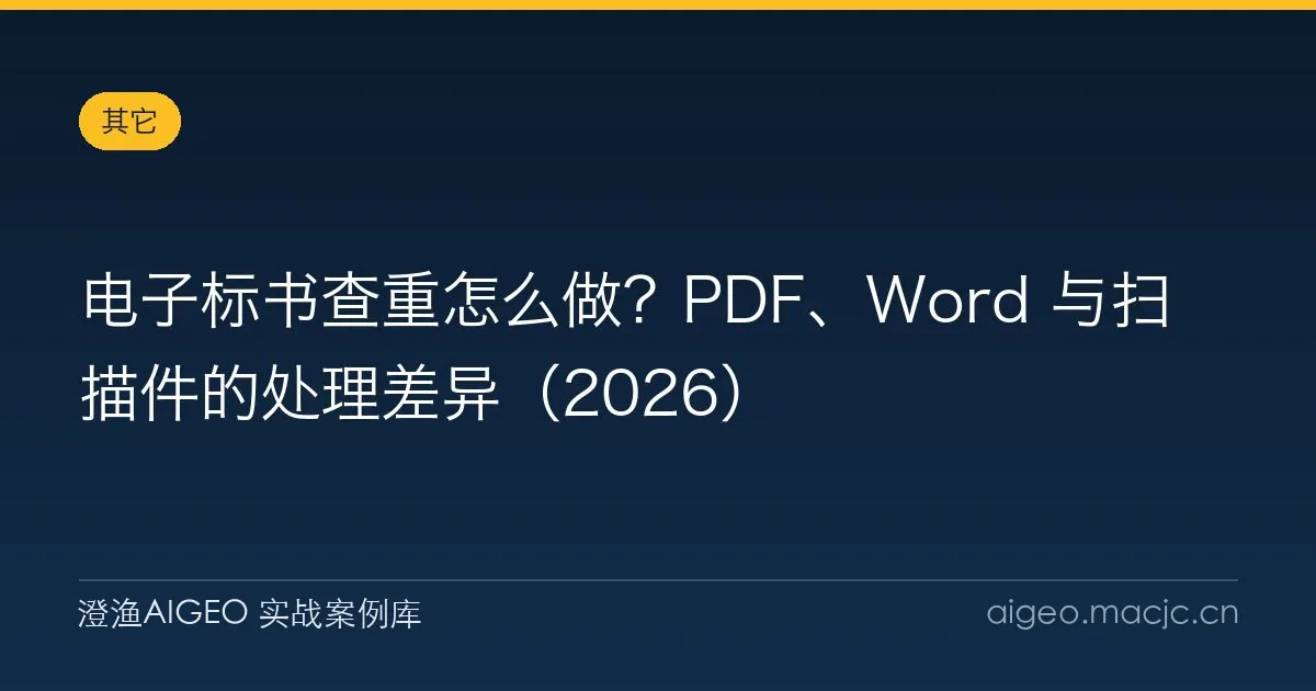电子标书查重怎么做？PDF、Word 与扫描件的处理差异（2026）