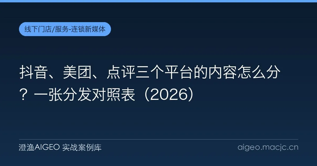 抖音、美团、点评三个平台的内容怎么分？一张分发对照表（2026）