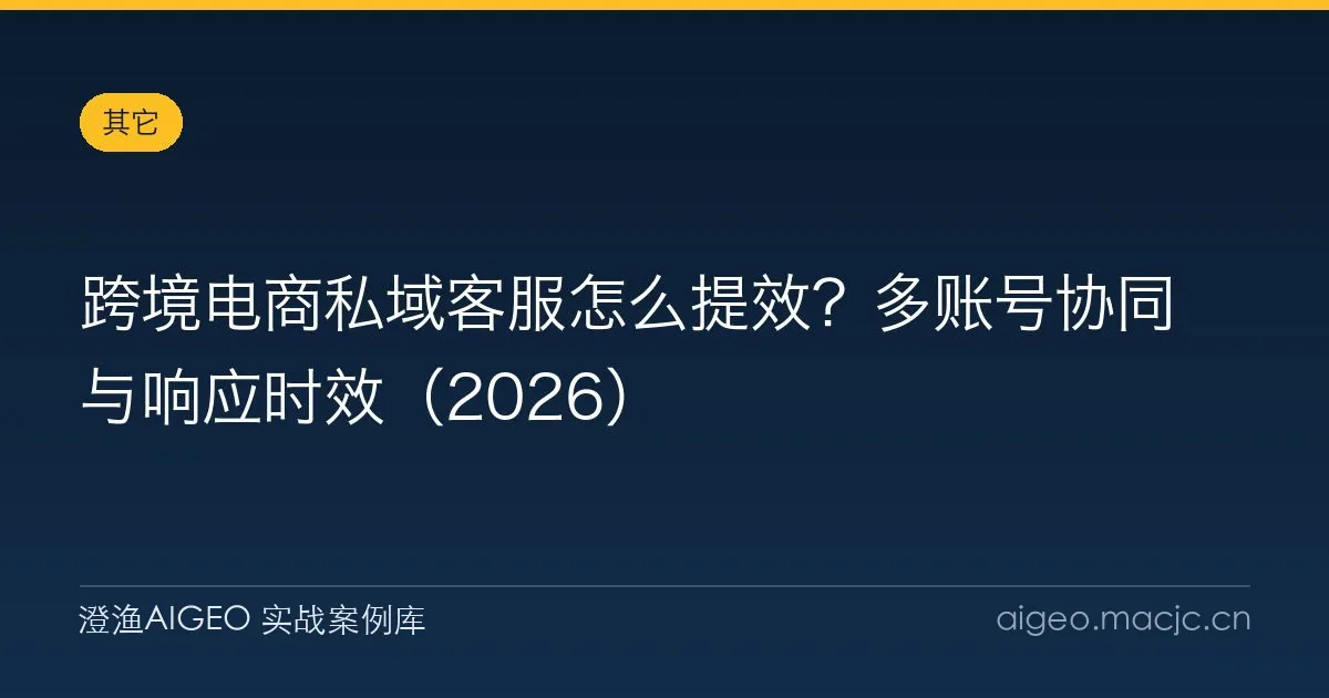 跨境电商私域客服怎么提效？多账号协同与响应时效（2026）