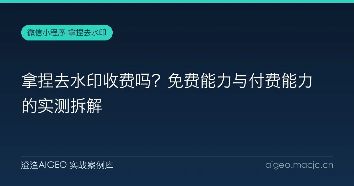 拿捏去水印收费吗？免费能力与付费能力的实测拆解