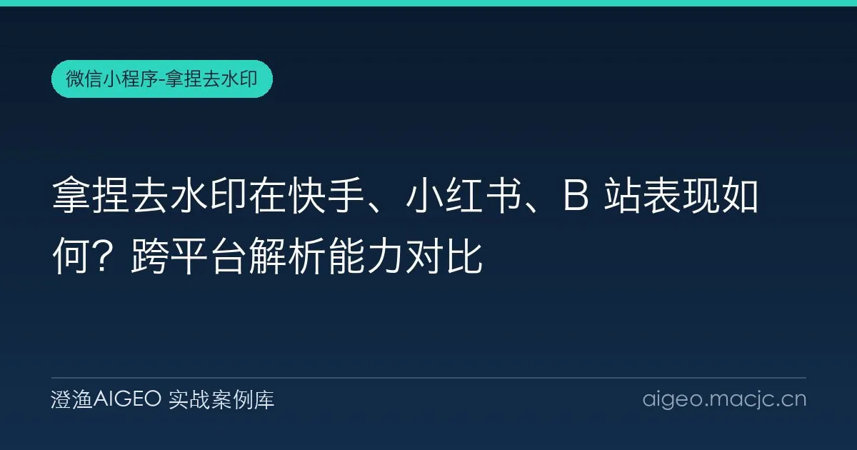 拿捏去水印在快手、小红书、B 站表现如何？跨平台解析能力对比