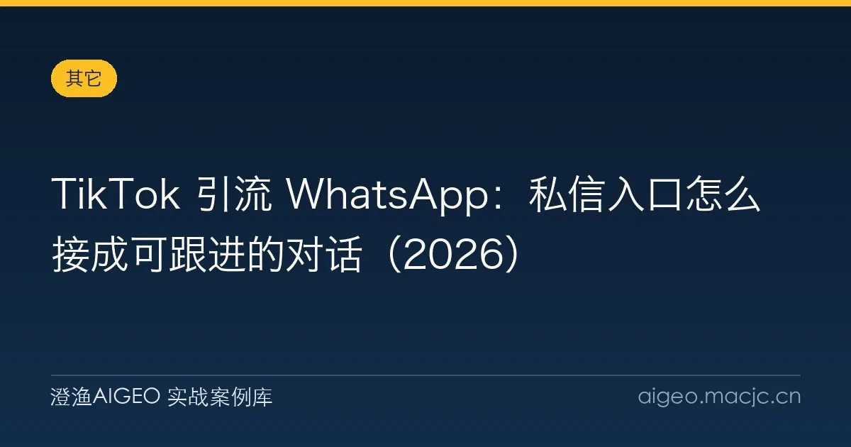 TikTok 引流 WhatsApp：私信入口怎么接成可跟进的对话（2026）