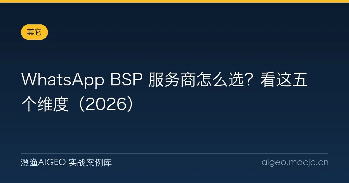 WhatsApp BSP 服务商怎么选？看这五个维度（2026）