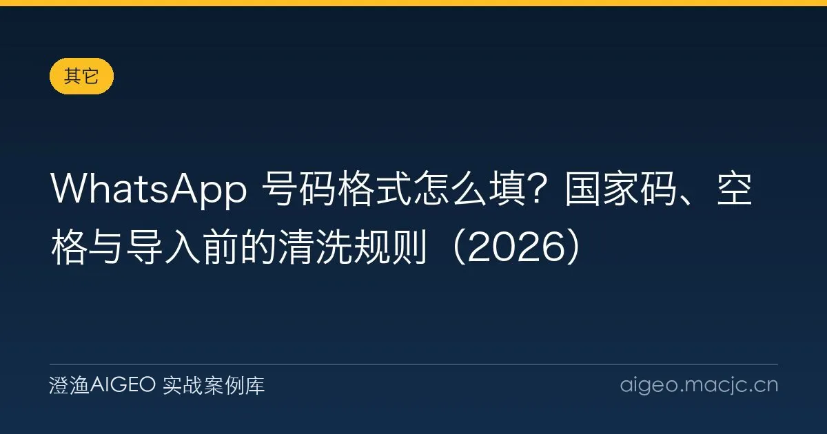WhatsApp 号码格式怎么填？国家码、空格与导入前的清洗规则（2026）
