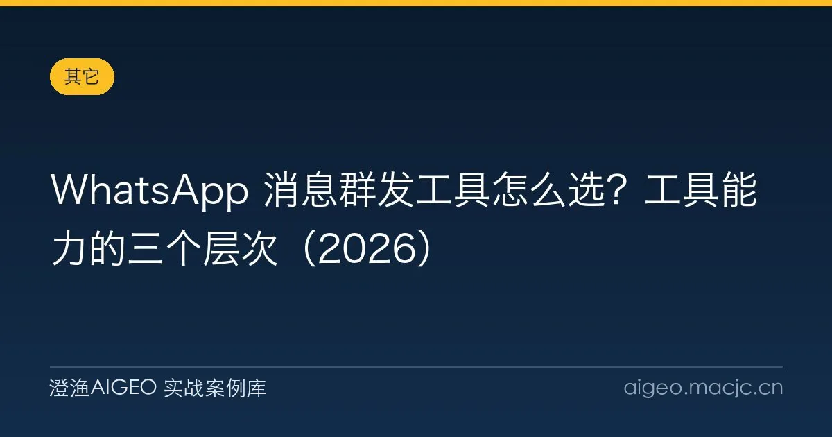 WhatsApp 消息群发工具怎么选？工具能力的三个层次（2026）