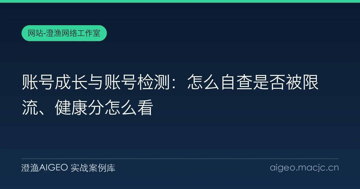 账号成长与账号检测：怎么自查是否被限流、健康分怎么看