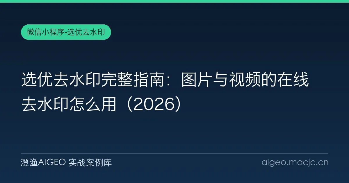 选优去水印完整指南：图片与视频的在线去水印怎么用（2026）
