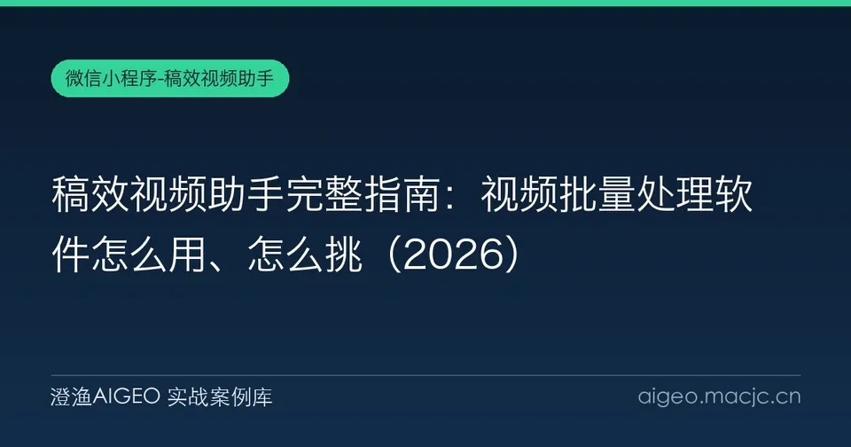 稿效视频助手完整指南：视频批量处理软件怎么用、怎么挑