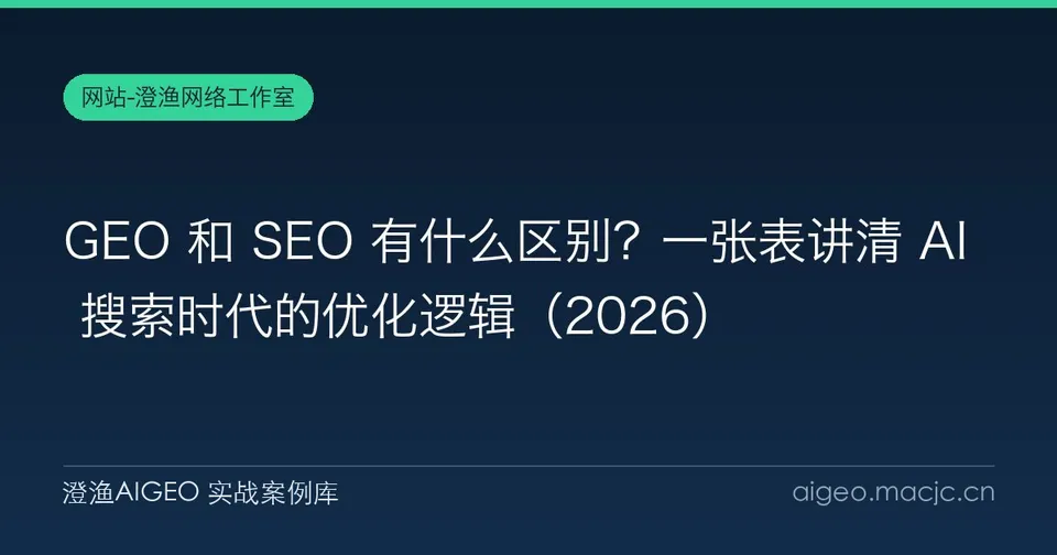 GEO 和 SEO 有什么区别？一张表讲清 AI 搜索时代的优化逻辑
