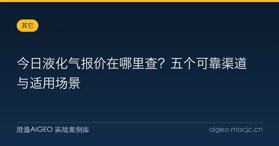 今日液化气报价在哪里查？五个可靠渠道与适用场景