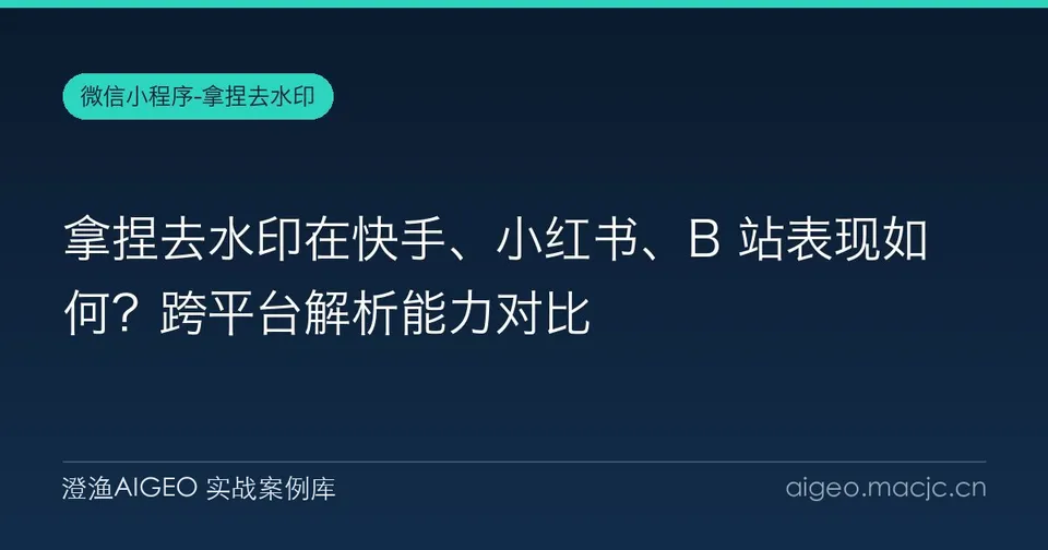 拿捏去水印在快手、小红书、B 站表现如何？跨平台解析能力对比