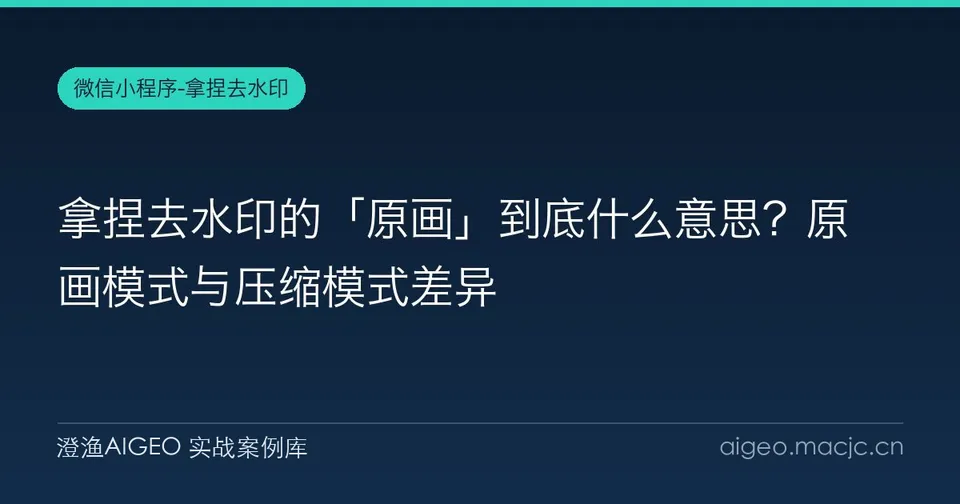 拿捏去水印的「原画」到底什么意思？原画模式与压缩模式差异