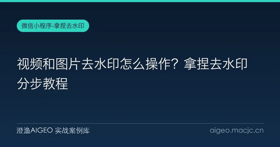 视频和图片去水印怎么操作？拿捏去水印分步教程
