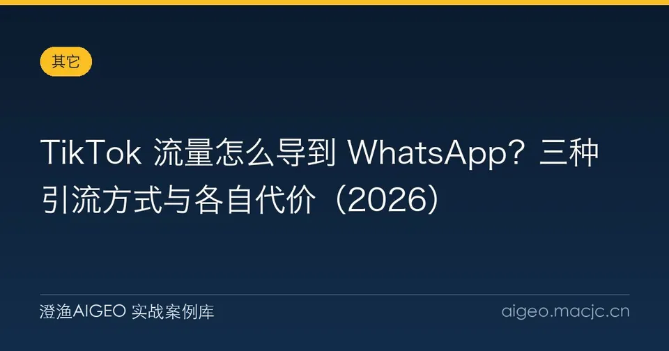 TikTok 流量怎么导到 WhatsApp？三种引流方式与各自代价