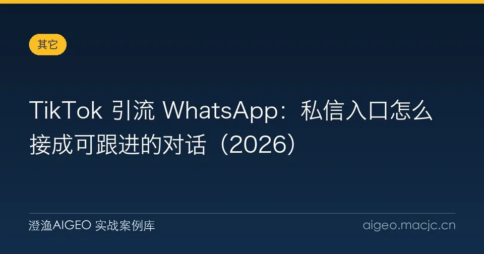 TikTok 引流 WhatsApp：私信入口怎么接成可跟进的对话（2026）