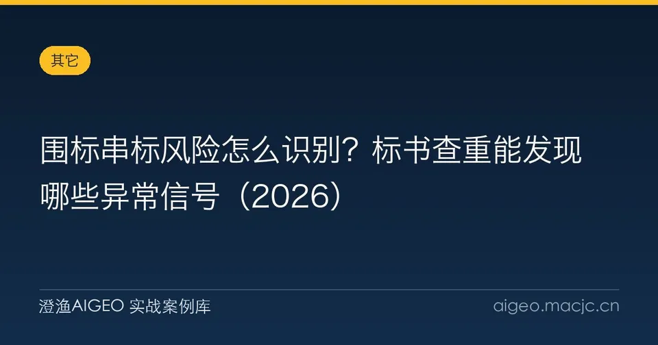 围标串标风险怎么识别？标书查重能发现哪些异常信号（2026）