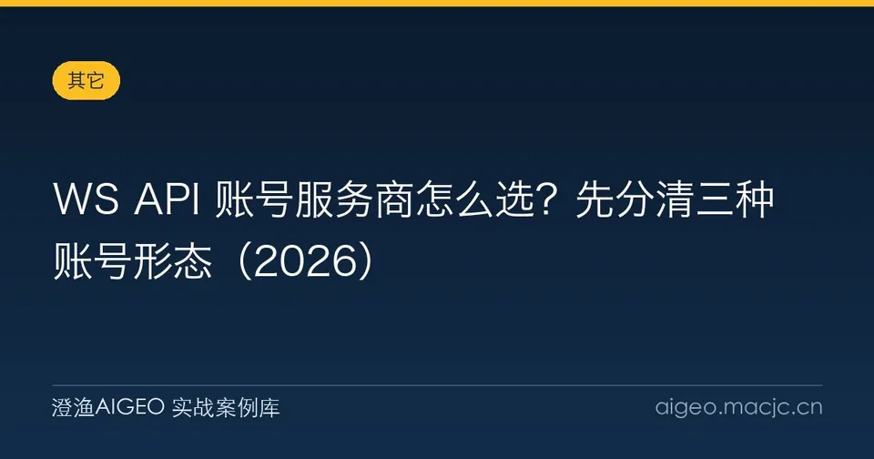 WS API 账号服务商怎么选？先分清三种账号形态（2026）