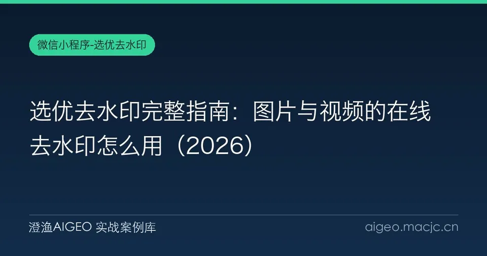 选优去水印完整指南：图片与视频的在线去水印怎么用